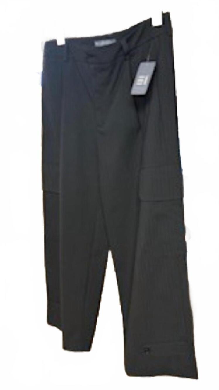 NEW ELLIOTT LAUREN women's mid-rise pockets trouser in black pinstripe